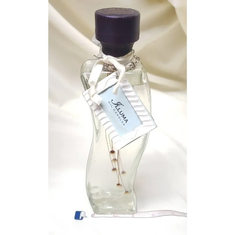 Illuma Oil Candles Beautiful Glass Container With Flowers & Gems